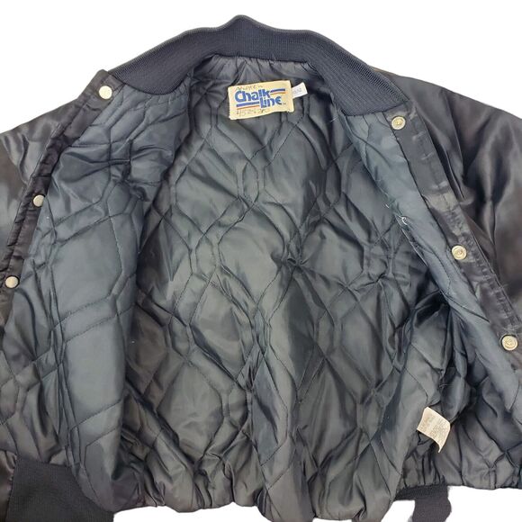 Vintage CHICAGO WHITE SOX Jacket BOYS 10/12 Black Satin CHALK LINE Retro MLB - Picture 3 of 11